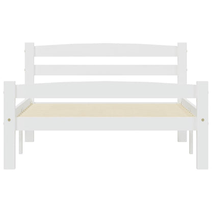 Bed Frame without Mattress White Solid Pinewood 90x200 cm