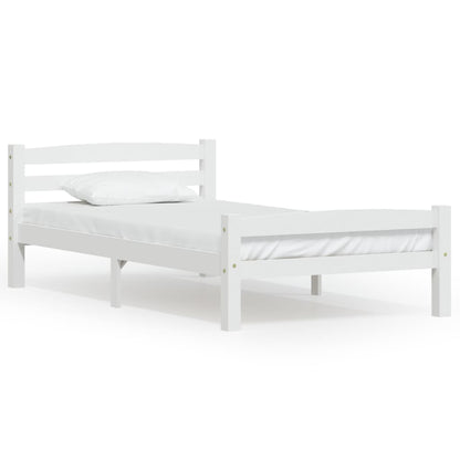 Bed Frame without Mattress White Solid Pinewood 100x200 cm