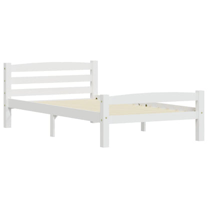 Bed Frame without Mattress White Solid Pinewood 100x200 cm