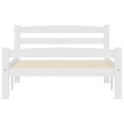 Bed Frame without Mattress White Solid Pinewood 100x200 cm