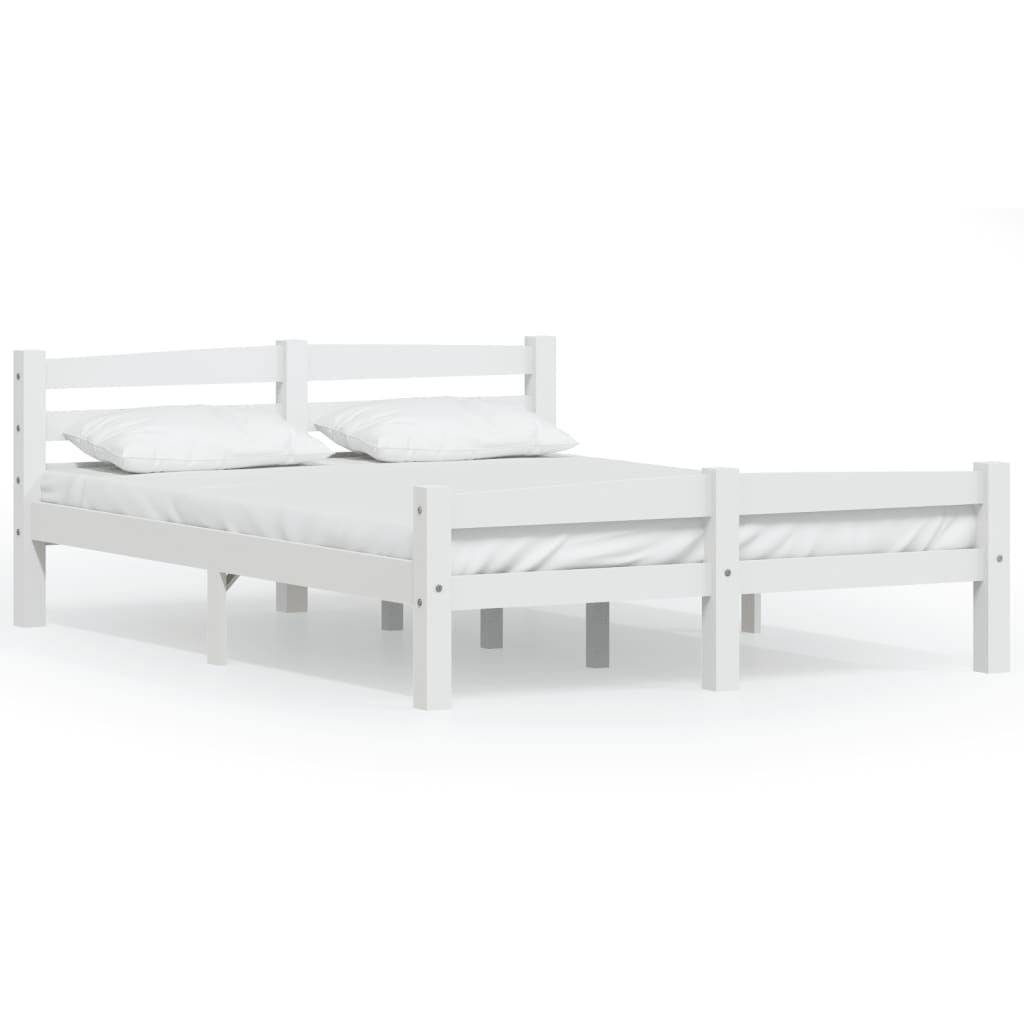 Bed Frame without Mattress White Solid Pinewood 120x200 cm