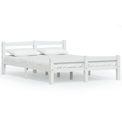 Bed Frame without Mattress White Solid Pinewood 120x200 cm