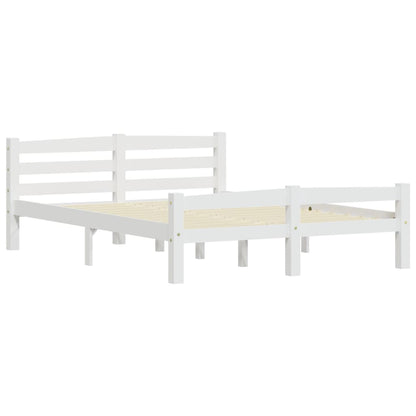 Bed Frame without Mattress White Solid Pinewood 120x200 cm