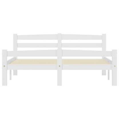 Bed Frame without Mattress White Solid Pinewood 120x200 cm