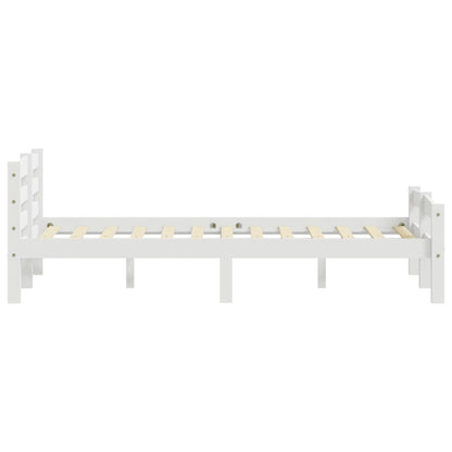 Bed Frame without Mattress White Solid Pinewood 120x200 cm