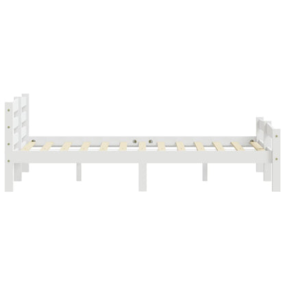 Bed Frame without Mattress White Solid Pinewood 160x200 cm