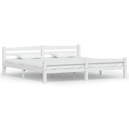 Bed Frame without Mattress White Solid Pinewood 200x200 cm