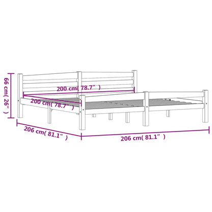 Bed Frame without Mattress White Solid Pinewood 200x200 cm