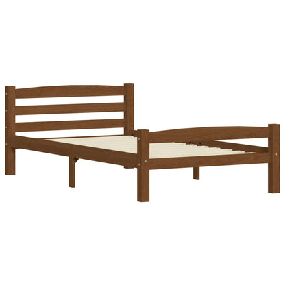 Bed Frame without Mattress Honey Brown Solid Pinewood 100x200 cm