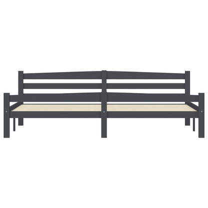 Bed Frame without Mattress Dark Grey Solid Pinewood 200x200 cm