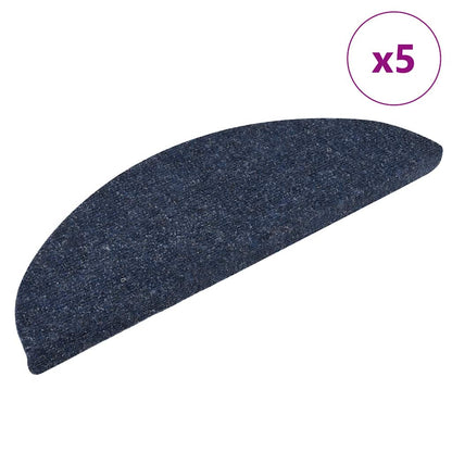 Stair Mats Self-adhesive 5 pcs 56x17x3 cm Blue Half Round