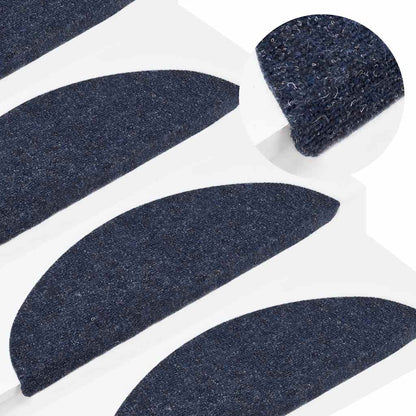Stair Mats Self-adhesive 5 pcs 56x17x3 cm Blue Half Round
