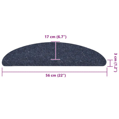 Stair Mats Self-adhesive 5 pcs 56x17x3 cm Blue Half Round