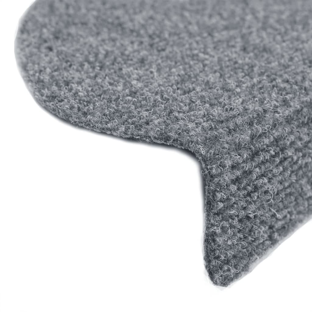 Stair Mats Self-adhesive 10 pcs 65x21x4 cm Light Grey Half Round Large
