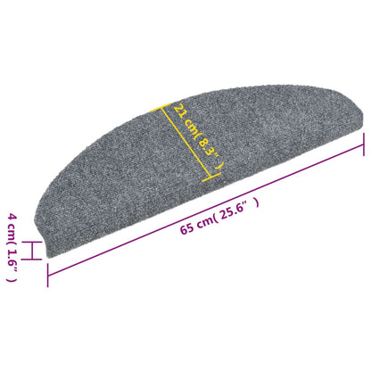 Stair Mats Self-adhesive 10 pcs 65x21x4 cm Light Grey Half Round Large