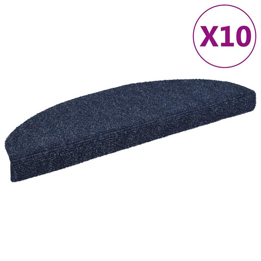 Stair Mats Self-adhesive 10 pcs 65x21x4 cm Blue Half Round Large