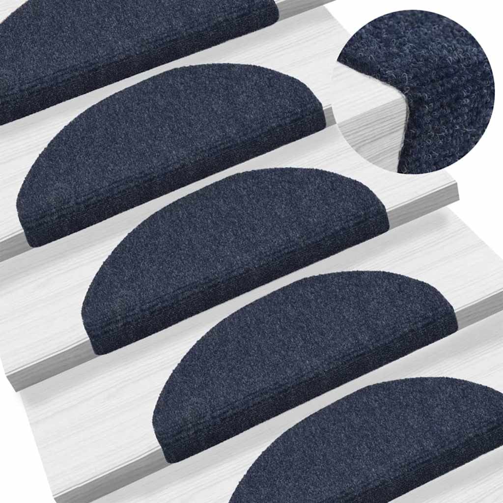 Stair Mats Self-adhesive 10 pcs 65x21x4 cm Blue Half Round Large