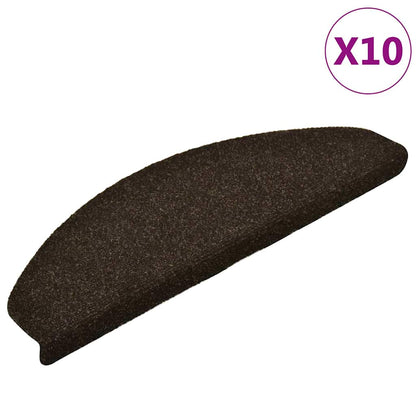 Stair Mats Self-adhesive 10 pcs 65x21x4 cm Dark Brown Half Round Large