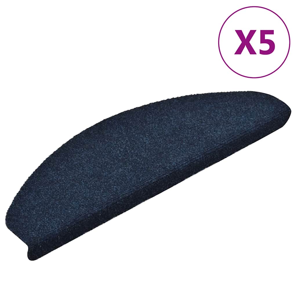 Stair Mats Self-adhesive 5 pcs 65x21x4 cm Navy Half Round Large