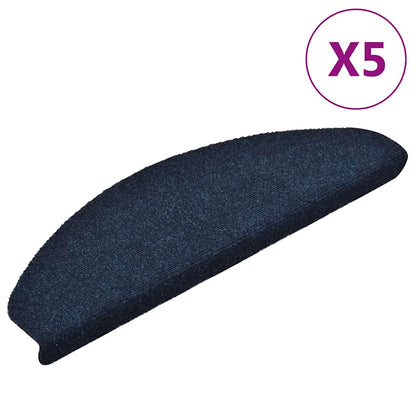 Stair Mats Self-adhesive 5 pcs 65x21x4 cm Navy Half Round Large