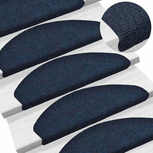 Stair Mats Self-adhesive 5 pcs 65x21x4 cm Navy Half Round Large
