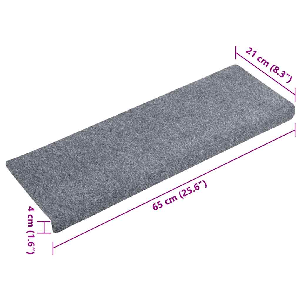 Stair Mats Self-adhesive 10 pcs 65x21x4 cm Light Grey Rectangular Edge