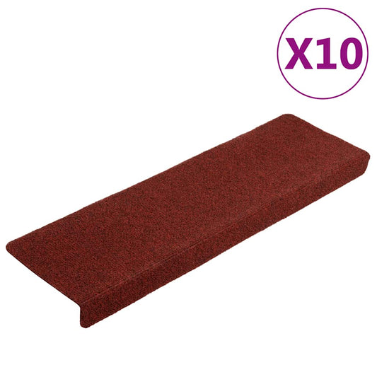 Stair Mats Self-adhesive 10 pcs 65x21x4 cm Bordeaux Red Rectangular Edge