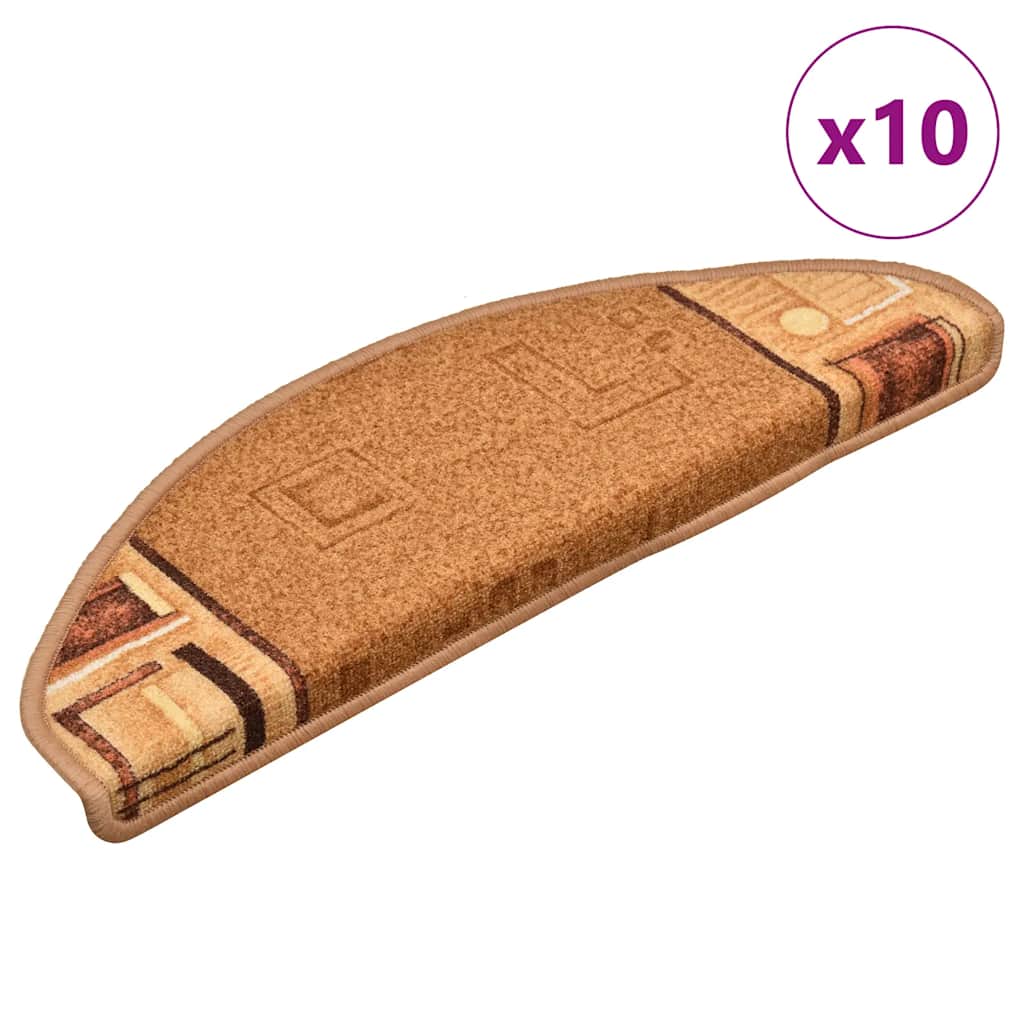 Stair Mats Self-adhesive 10 pcs 65x21x4 cm Beige