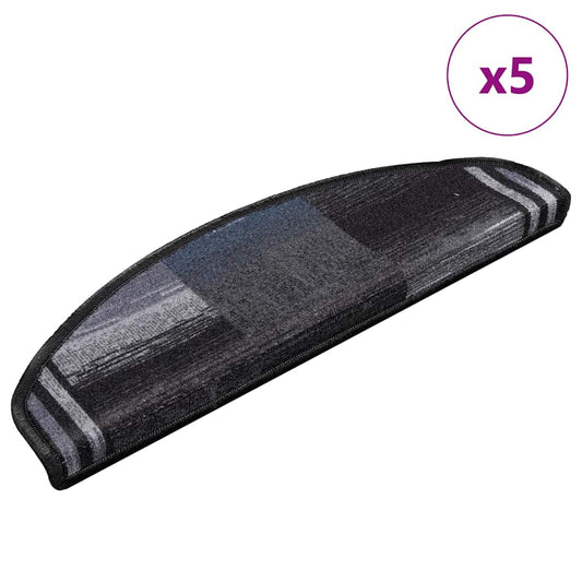 Stair Mats Self-adhesive 5 pcs 65x21x4 cm Black and Grey