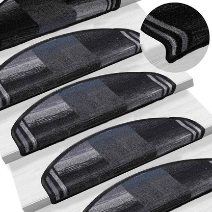 Stair Mats Self-adhesive 10 pcs 65x21x4 cm Black and Grey