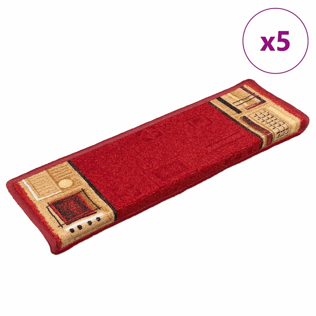 Stair Mats Self-adhesive 5 pcs 65x21x4 cm Red