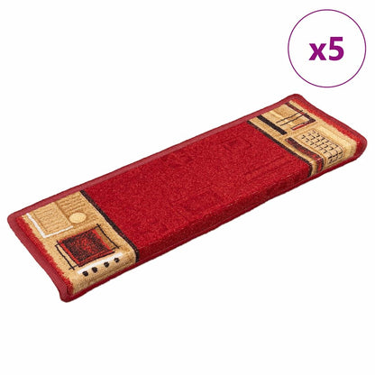 Stair Mats Self-adhesive 5 pcs 65x21x4 cm Red