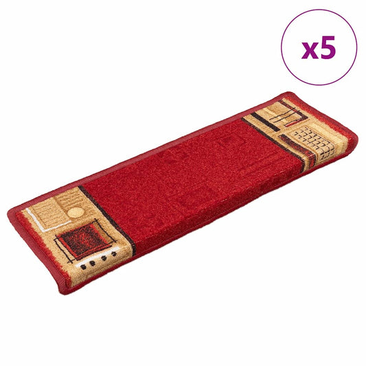 Stair Mats Self-adhesive 5 pcs 65x21x4 cm Red