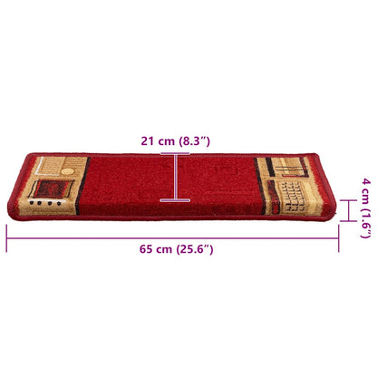 Stair Mats Self-adhesive 5 pcs 65x21x4 cm Red
