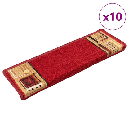 Stair Mats Self-adhesive 10 pcs 65x21x4 cm Red