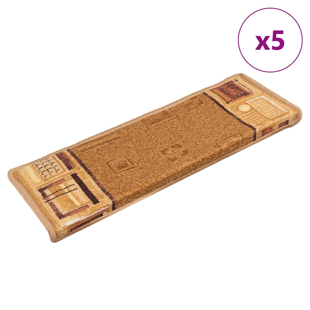 Stair Mats Self-adhesive 5 pcs 65x21x4 cm Beige