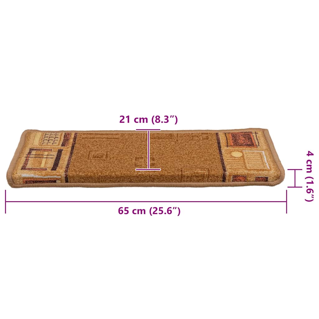 Stair Mats Self-adhesive 10 pcs 65x21x4 cm Beige