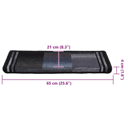 Stair Mats Self-adhesive 5 pcs 65x21x4 cm Black and Grey