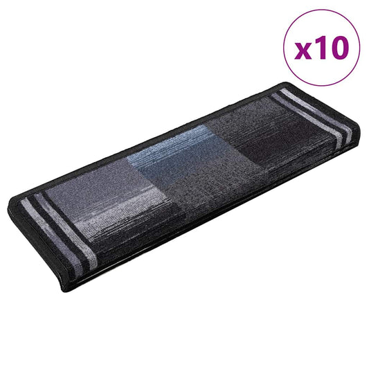 Stair Mats Self-adhesive 10 pcs 65x21x4 cm Black and Grey