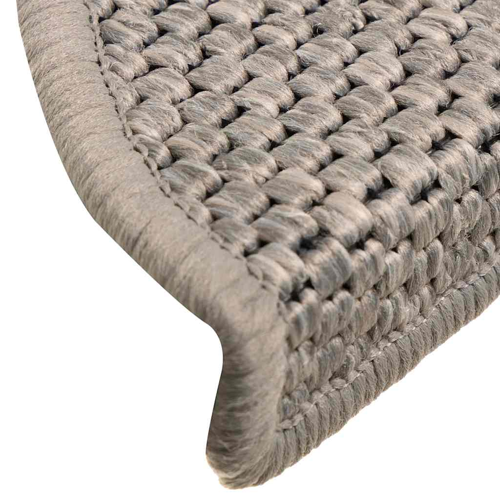 Stair Mats Self-adhesive Sisal-Look 15 pcs 56x17x3 cm Silver