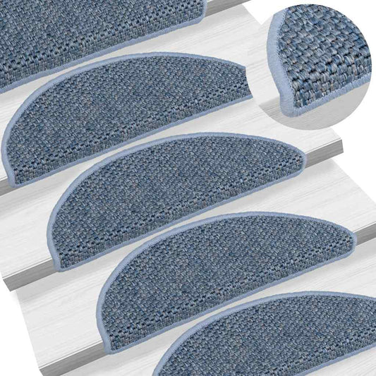 Stair Mats Self-adhesive Sisal-Look 15 pcs 56x17x3 cm Blue