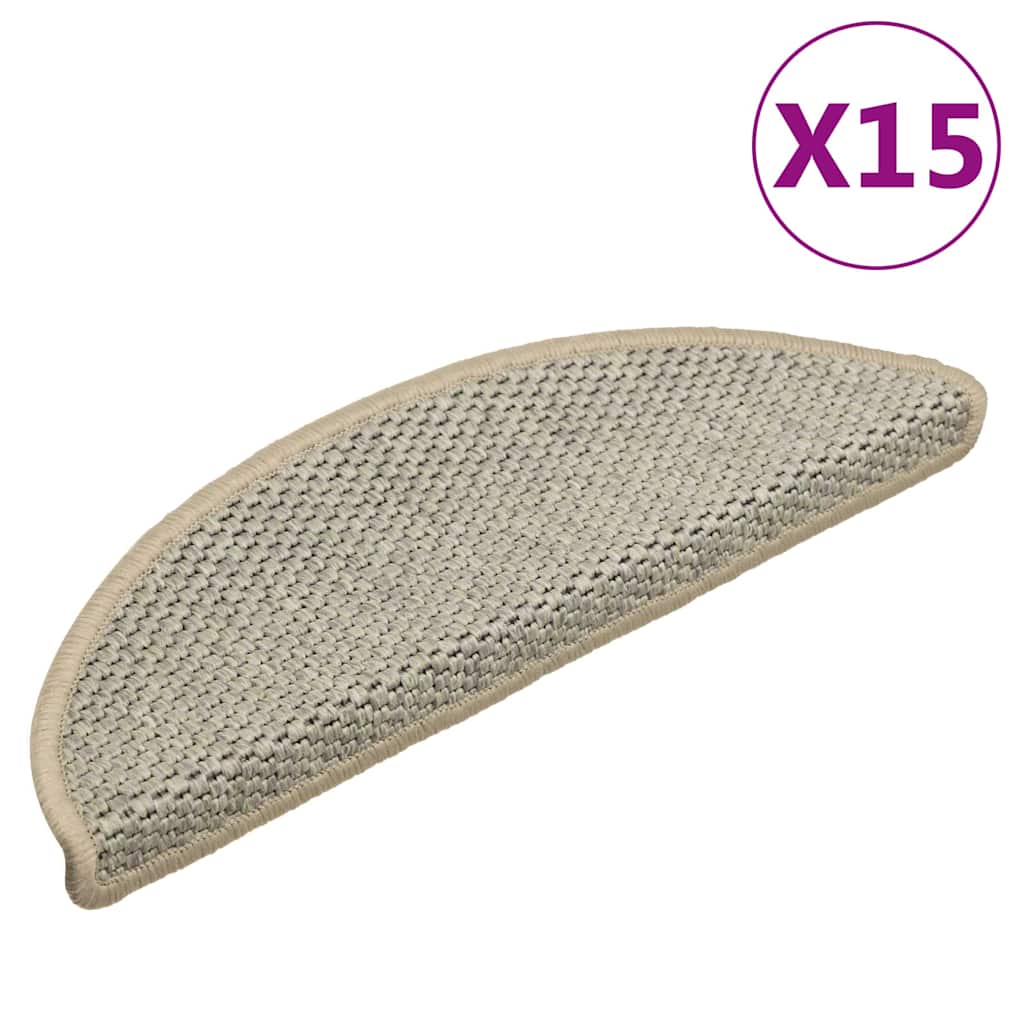Stair Mats Self-adhesive Sisal-Look 15 pcs 56x17x3 cm Light Green
