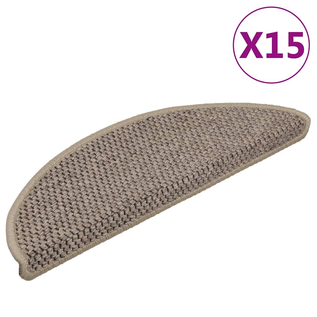 Stair Mats Self-adhesive Sisal-Look 15 pcs 56x17x3 cm Dark Beige