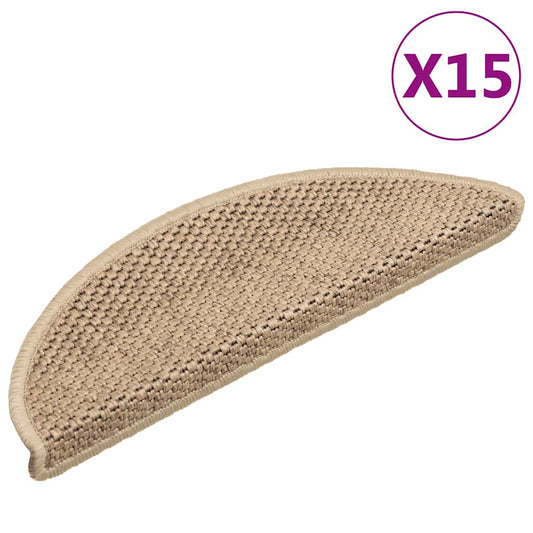 Stair Mats Self-adhesive Sisal-Look 15 pcs 56x17x3 cm Sand
