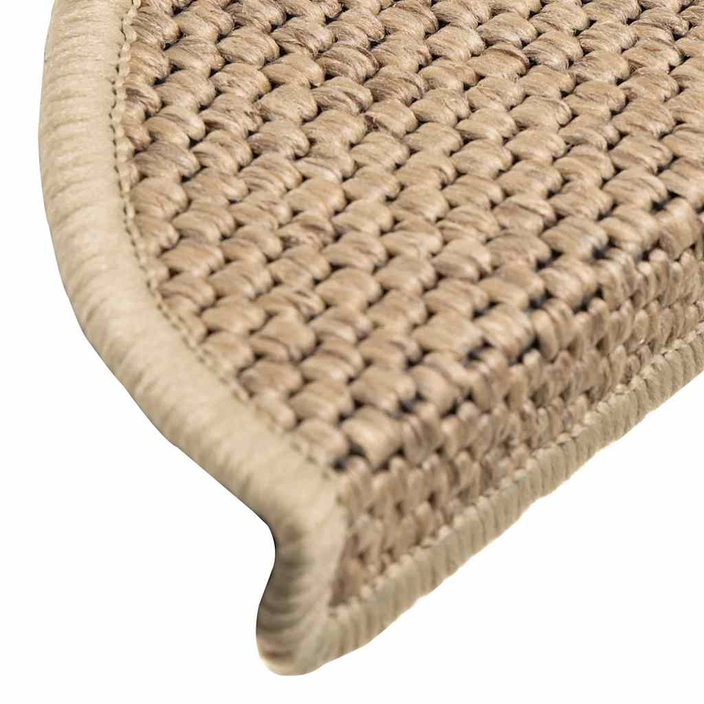 Stair Mats Self-adhesive Sisal-Look 15 pcs 56x17x3 cm Sand