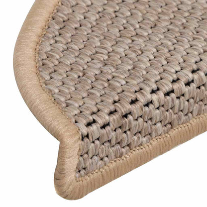Stair Mats Self-adhesive Sisal-Look 15 pcs 56x17x3 cm Light Beige
