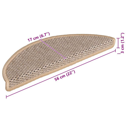 Stair Mats Self-adhesive Sisal-Look 15 pcs 56x17x3 cm Light Beige