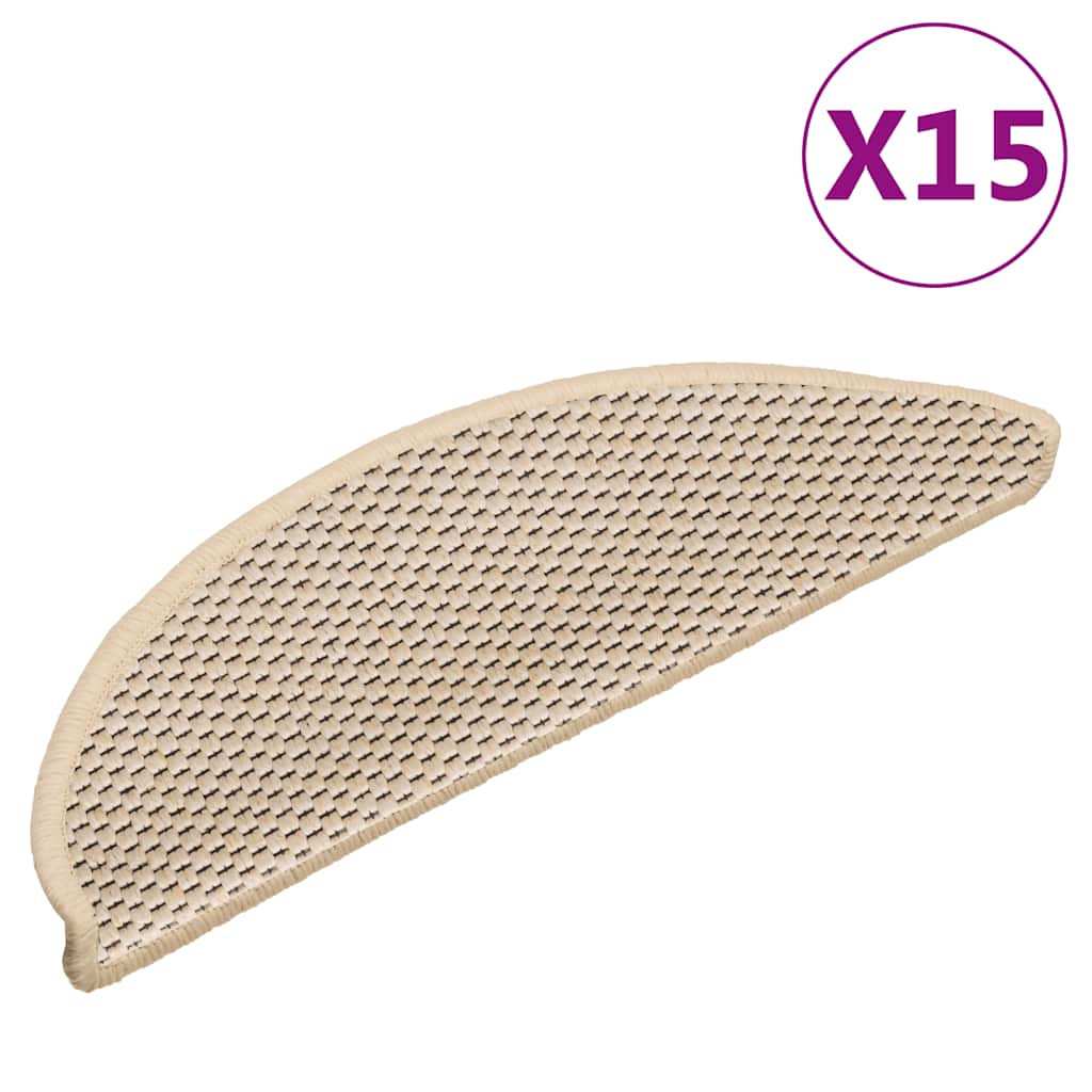 Stair Mats Self-adhesive Sisal-Look 15 pcs 56x17x3 cm Berber