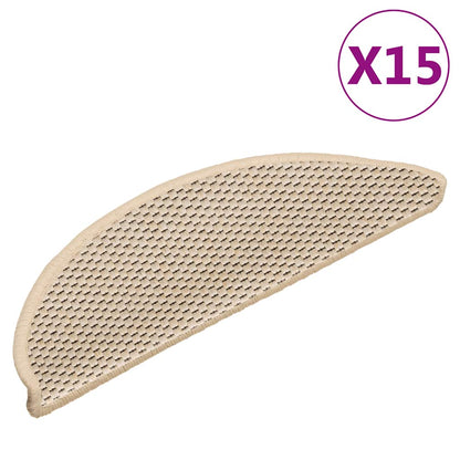 Stair Mats Self-adhesive Sisal-Look 15 pcs 56x17x3 cm Berber