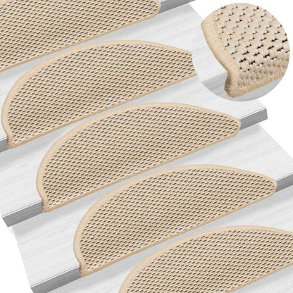 Stair Mats Self-adhesive Sisal-Look 15 pcs 56x17x3 cm Berber